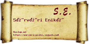 Sárvári Enikő névjegykártya